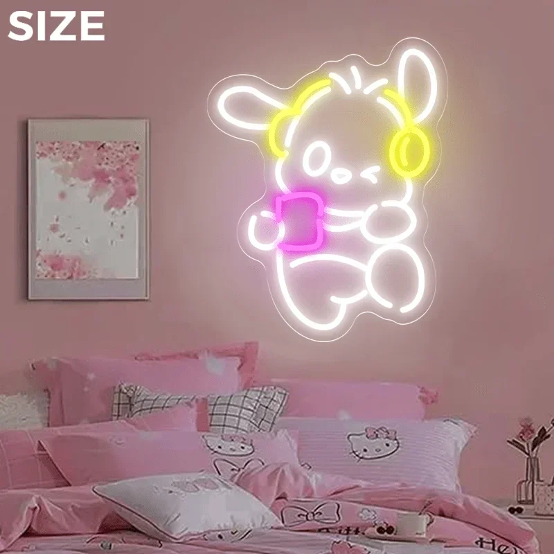 سانريو Pochacco النيون LED ضوء النيون عكس الضوء USB لغرفة النوم غرفة المعيشة متجر حفلة Kawaii ديكور جدران المنزل هدية للأطفال #1