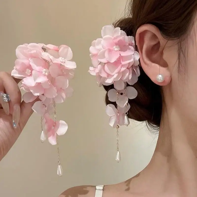 1/2 Stück Haarspangen mit Blumen, Quasten, Perlen, Stoff, für Damen und Mädchen, Frühling, Sommer, elegantes Zubehör für Geburtstagsfeiern, Feiertagsstyling – Detail 4