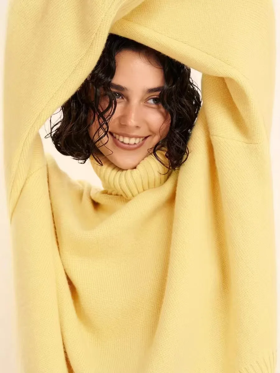 Faionable High Ne Knitted Sweater Warm Thermal Long Sve Top for Autumn Winter Commute Loose Fit  Color