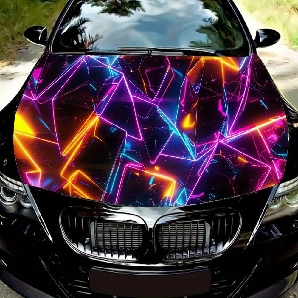 

Cyber Glow Line PVC Car Vinyl Wraps for Trucks, Cars & SUVs, Self-Adhesive Waterproof Car Hood Decal, Decorative Scratch-Resista