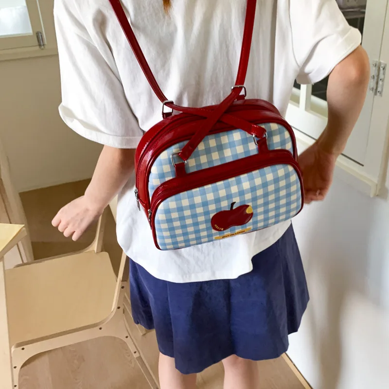 Girl's Cute Apple Backpack Versatile Students Commuting Sweet Style Casual Cute Single Shoulder Crossbody Bag Korean Version Bag