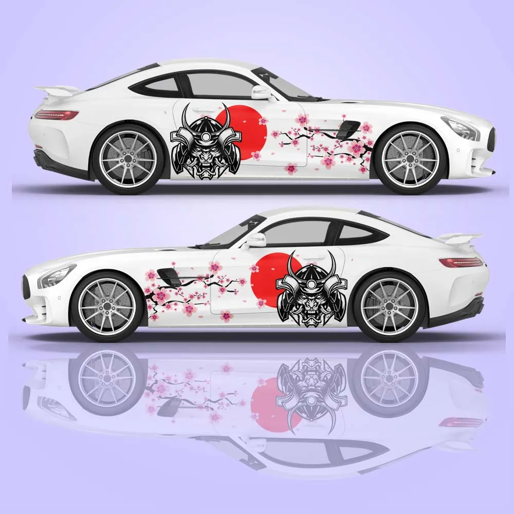 

Japanese Samurai Car Stickers Painting Taoist Cherry Blossom Packaging Universal Animation Car Decoration Modification Sticker