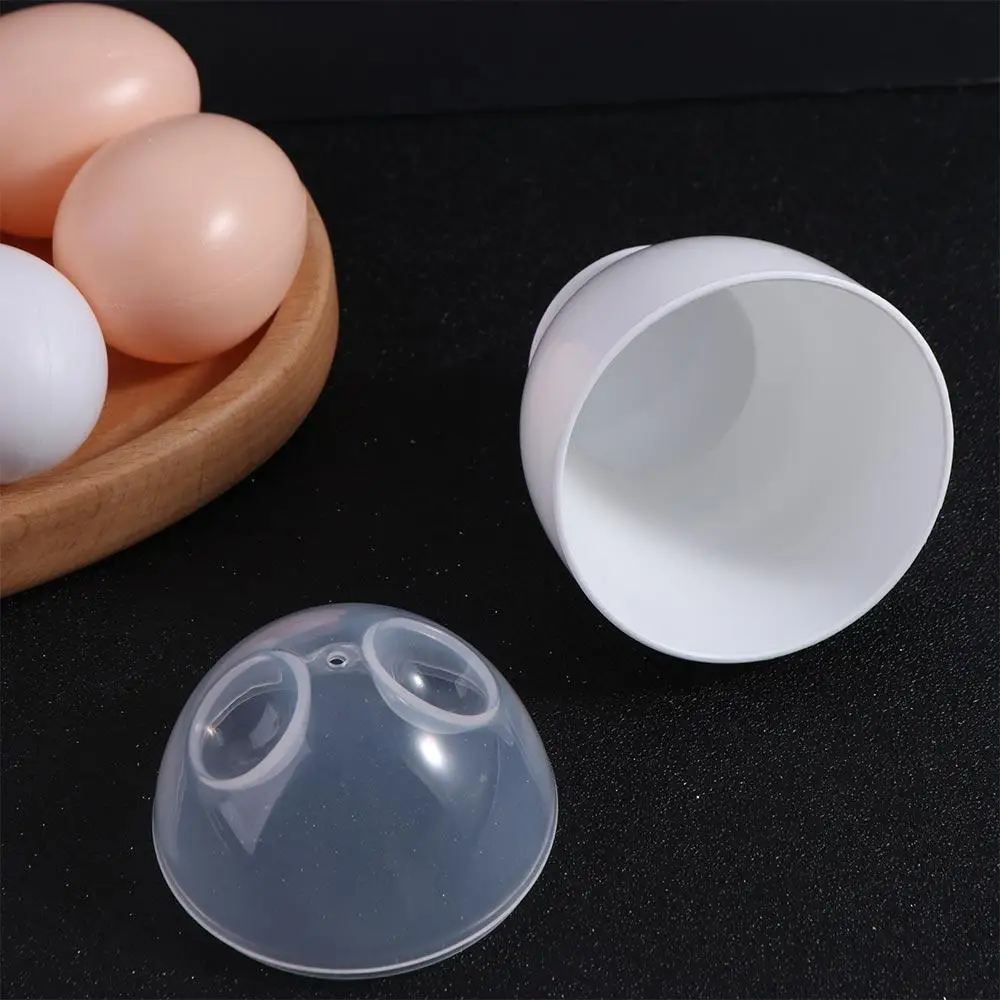 2pcs Household Visible Lid Steamed Egg Cup Heat Safe Plastic Microwave Egg Cooker White Ergonomics Design Egg Boiler Breakfast