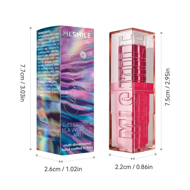 MLSMILE أحمر شفاه نسائي 4 ألوان فلاش مرطب حلزوني ملتوي تصميم نجمة خماسية أحمر شفاه 2025 جديد C48C04