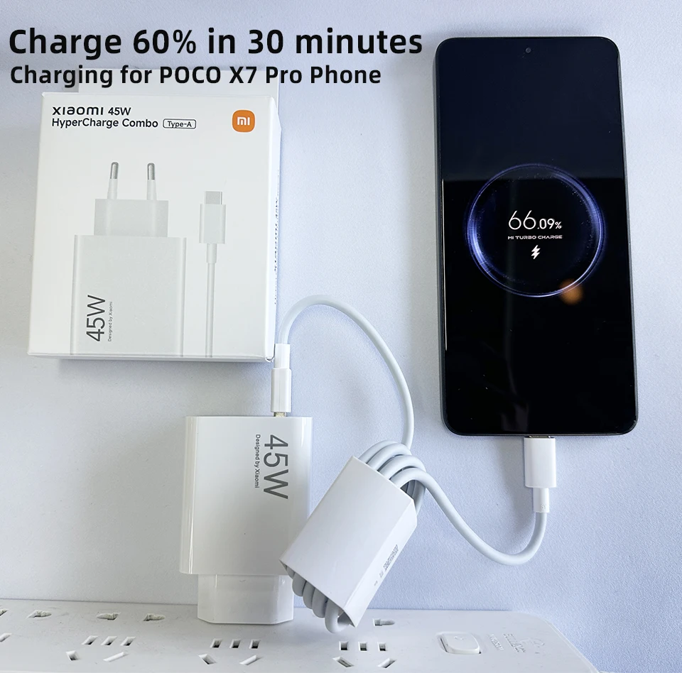 Cargador Original Xiaomi Redmi de 45W, Adaptador de Carga Rápida EU de 33W 18W 27W, Cable Tipo C, Mi Poco M7 X7 K40 Note