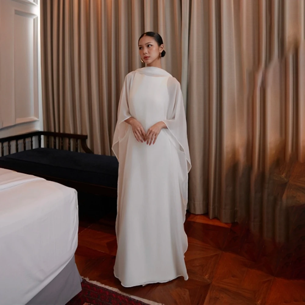 

Women's Formal Evening Gowns Half Sleeve Chiffon A Line Evening Dresses For Women Elegant Formal Wedding Guest Gown Party Dress