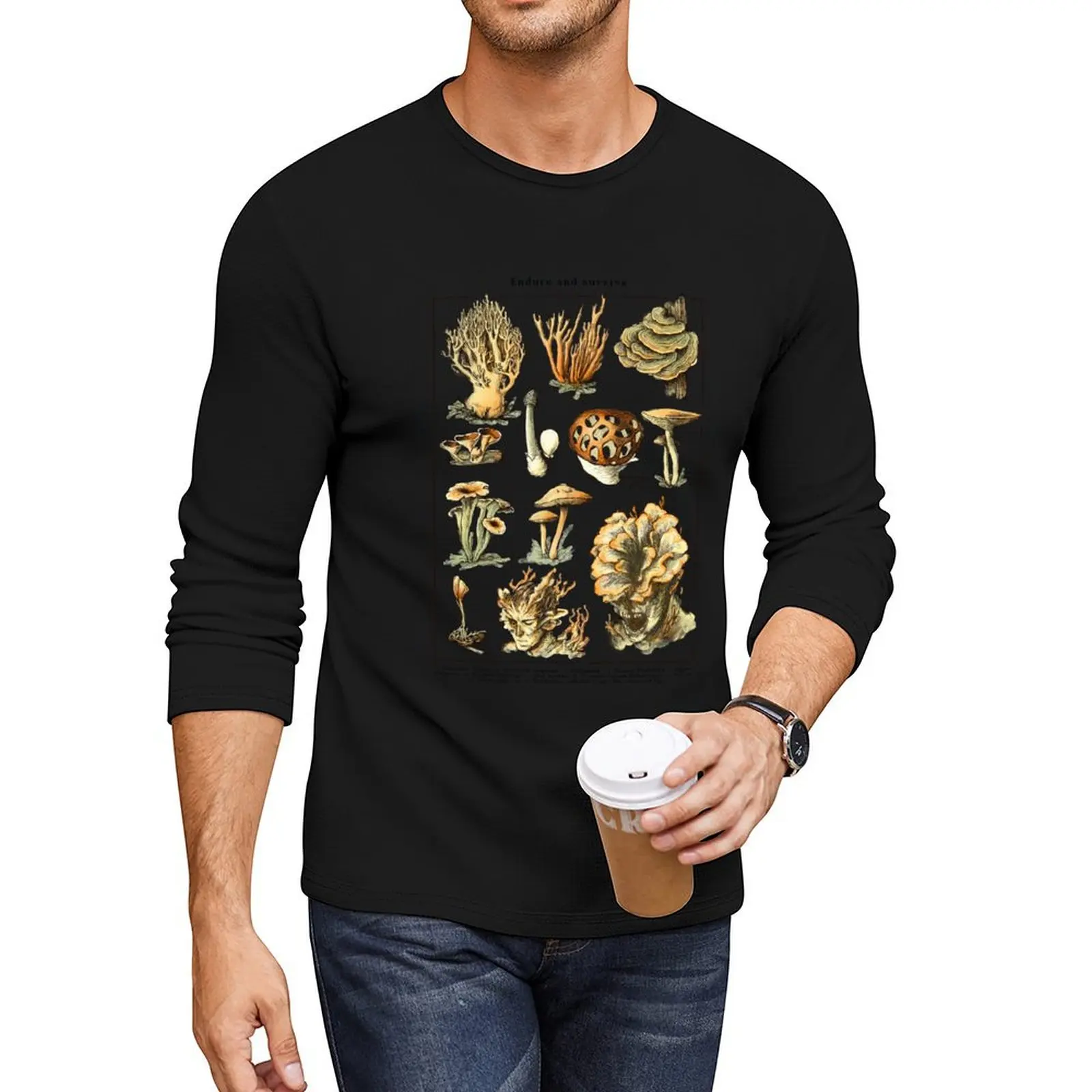 Endure and Survive - The last of us - Cordyceps mushrooms dark Long T-Shirt anime clothes mens graphic t-shirts pack