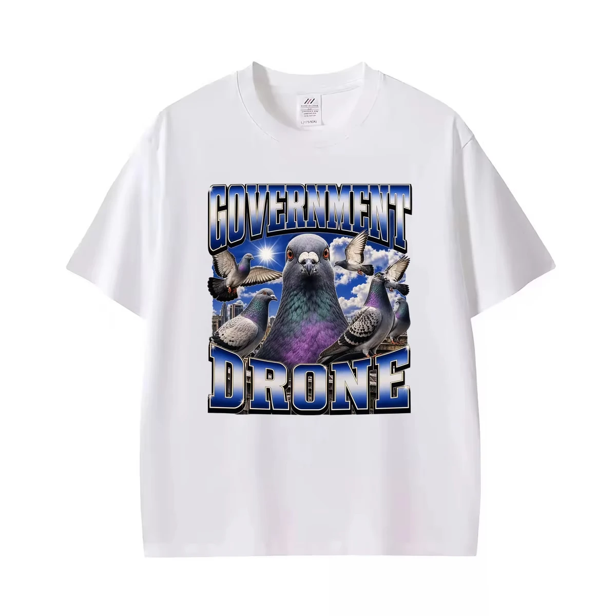 Government Drone Funny Pigeon Meme Graphic T-shirts Women Men Fashion Humor Oversized T Shirt Cotton Casual High Quality T-shirt