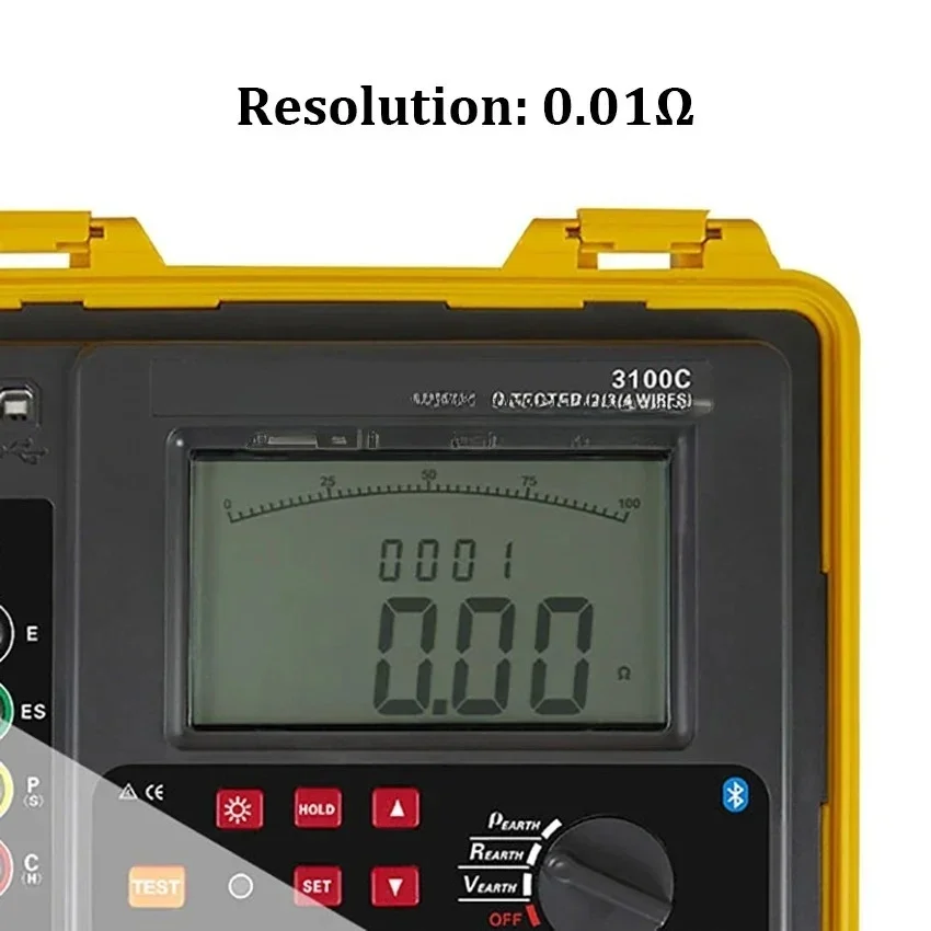 ETCR3100C Digital Earth Resistance Meter 30kΩ Soil Resistivity Tester IP65 Protection Grounding Voltage AC 600V