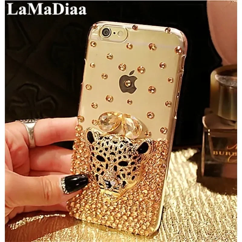 

Luxury Hot Tiger Leopard Head Crystal Diamond Glitter Bling Cases for Samsung S24 S20 S21 S22 S23 Ultra PLUS Note 5 8 9 10 20