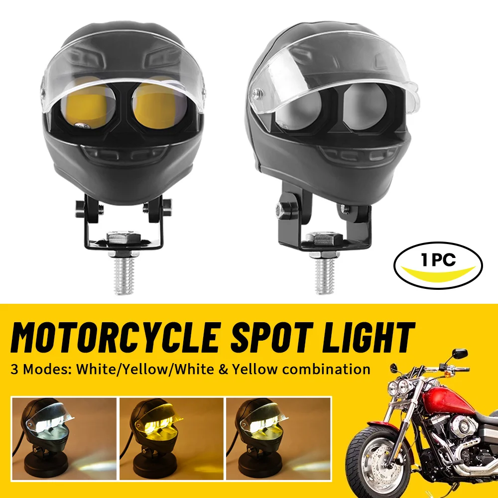 

Motorcycle Car LED Headlight Auxiliary lighting Helmet Spotlights Dual Eye White Yellow 12V Electric Vehicle Truck Motorbike