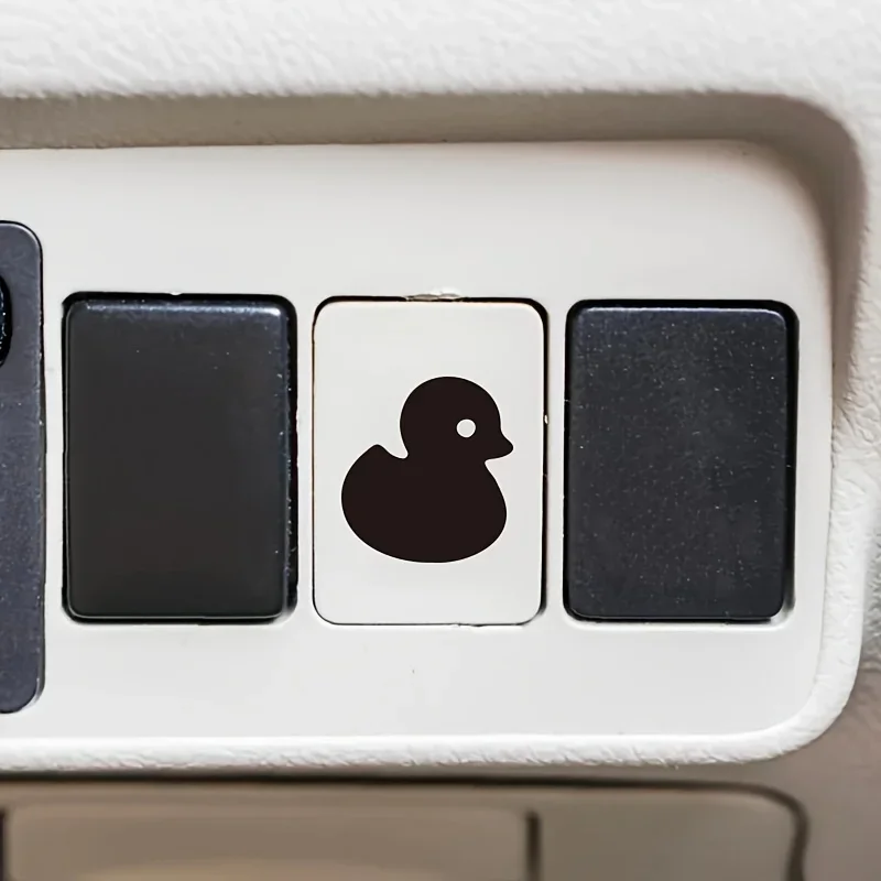 2Pcs Cute Cartoon Duck Vinyl Car Button Sticker Decals For Vehicle Interior Dashboard Auto Decor Accessories