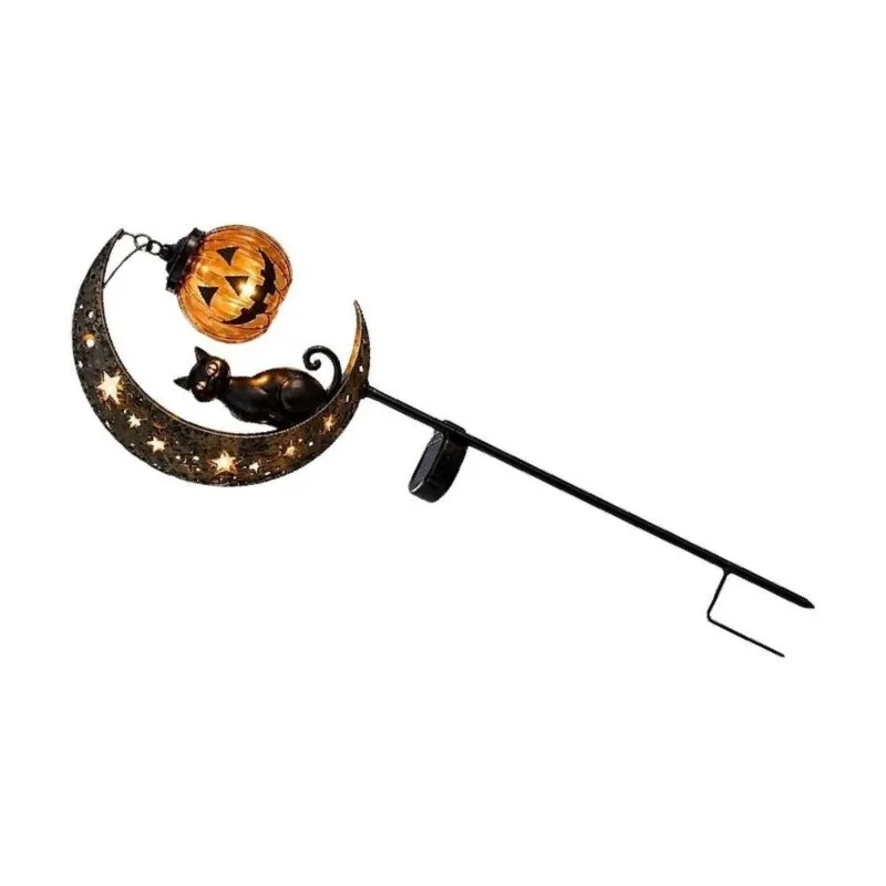 YANA50I Solar Metal For Yard Lawn Patio Pathway Walkway Halloween LED Crescent Garden Light Pumpkin Moon Decorative Lantern
