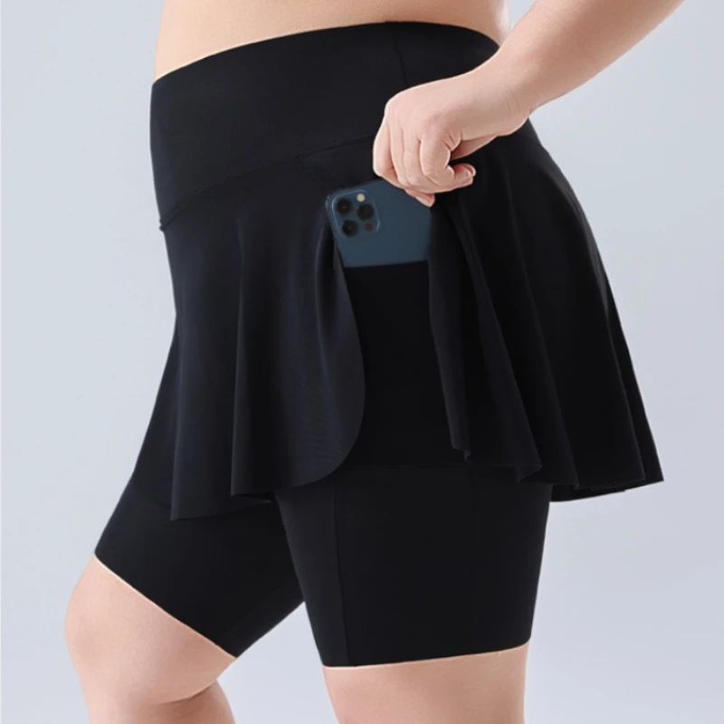 Plus Size Yoga Skorts Women High Waisted Two Piece Look Skirt with Pockets Buil… - Image 4