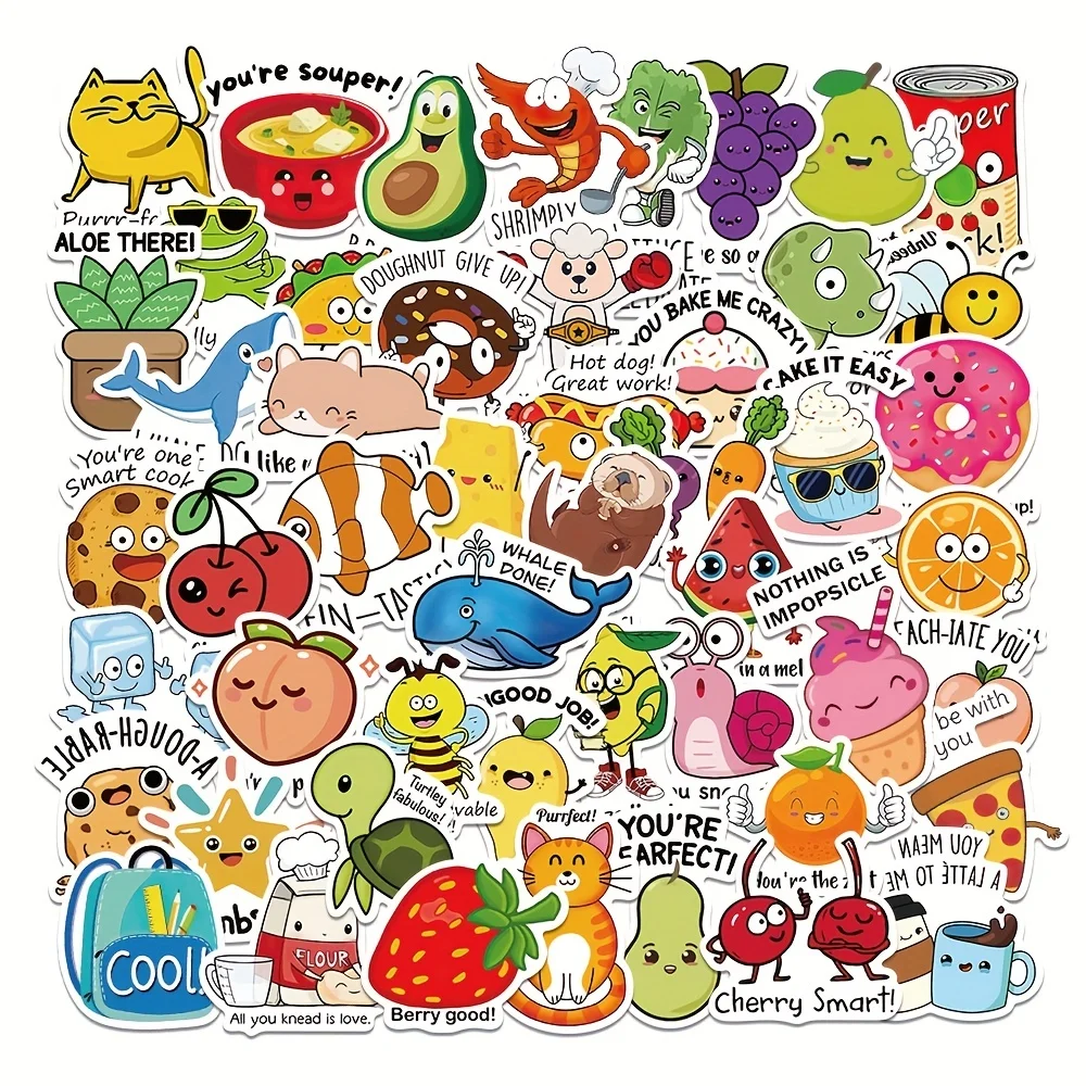 50 Adhesive waterproof fun cute puzzle children stickers DIY luggage refrigerator early education stickers Sehe Fashion