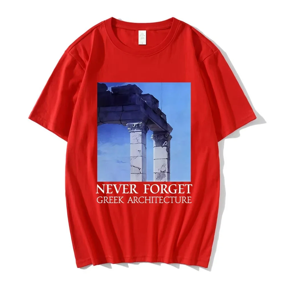 T-Shirts NEVER FORGET ARCHITECTURE Women's Short Sleeves GREEK Clothing Tops Fashion Casual Oversized Streetwear