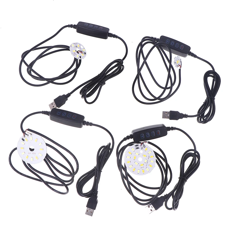 1Pc USB Plug DC5V LED Lights Online Switch Dimming Controller With 2Meter Cable 1W 3W 6W 10W Light Board