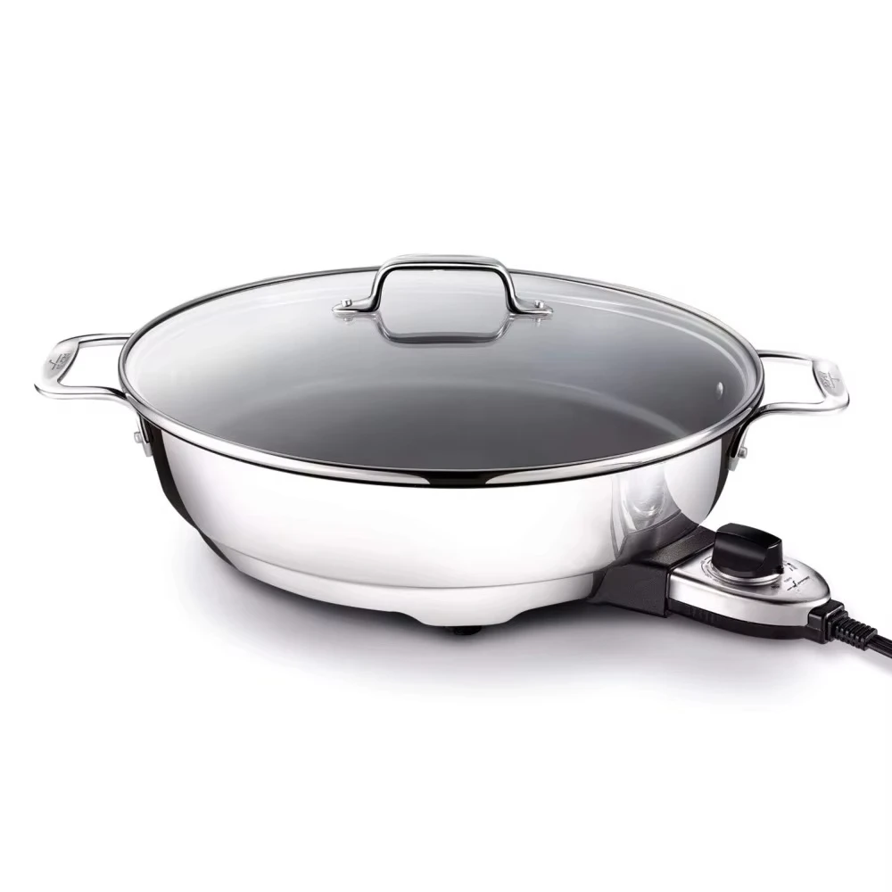 Electrics Stainless Steel and Nonstick Surface Skillet, 7 Quart 1800 Watts Temp Control, Cookware, Pots and Pans