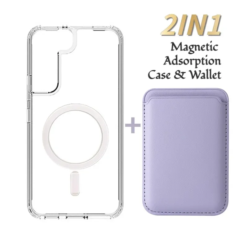 Transparente magnetische Magsafe-Hülle mit Kartenhalter für Samsung Galaxy S27 S26 S25 S24 S23 S22 S21 Plus Ultra FE Edge Handyhüllen
