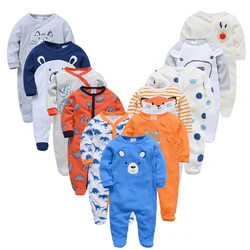 2 Pcs/Lot Baby Clothes Boys Romper 100% Cotton Soft Kids Jumsuit Blue Bear Print Overalls Boys Clothing 0~12 Months Hot Selling