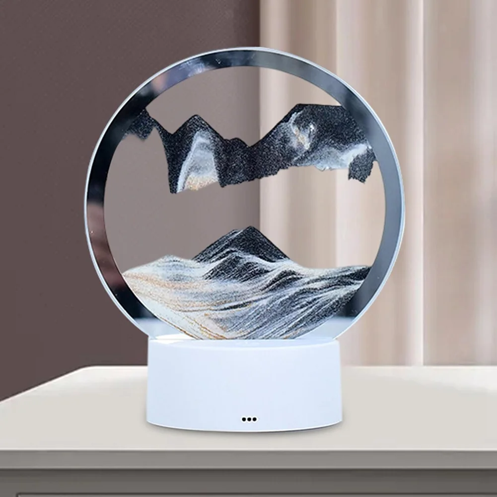 Hourglass Style Sand Flow Lamp with Soft Glow Light for Bedroom Night Light or Living Room Centerpiece Display