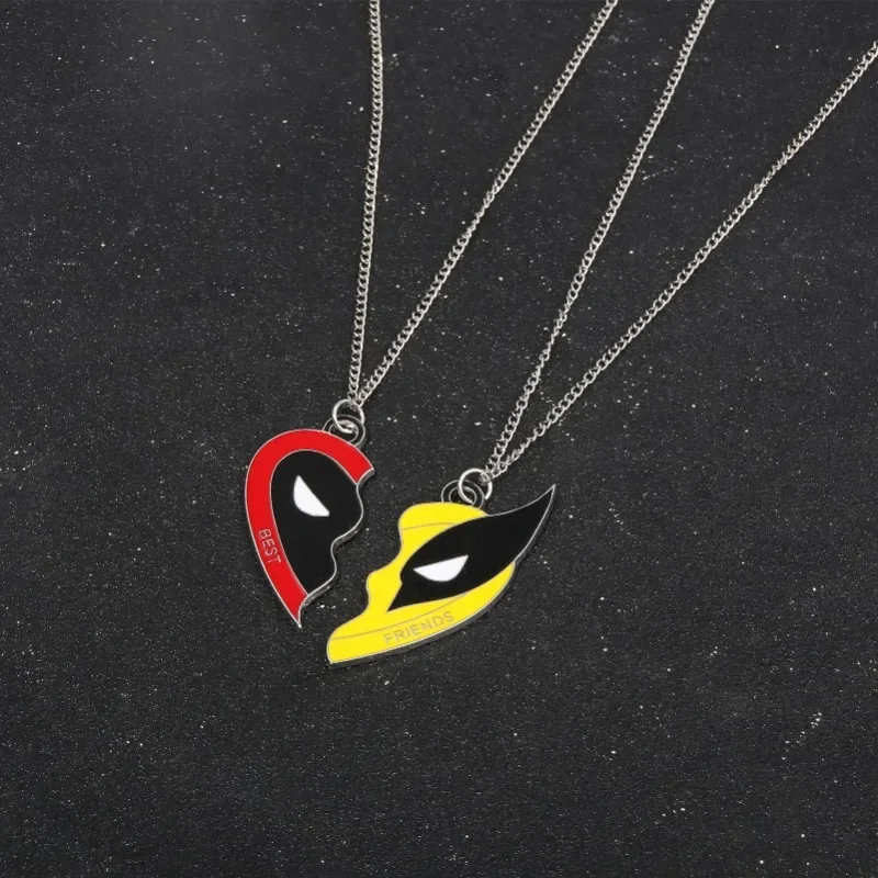 Marvel Disney Deadpool 3 Logo Deadpool e Wolverine Best Friends Collana con ciondolo Collana con cuore Accessori per gioielli all'ingrosso