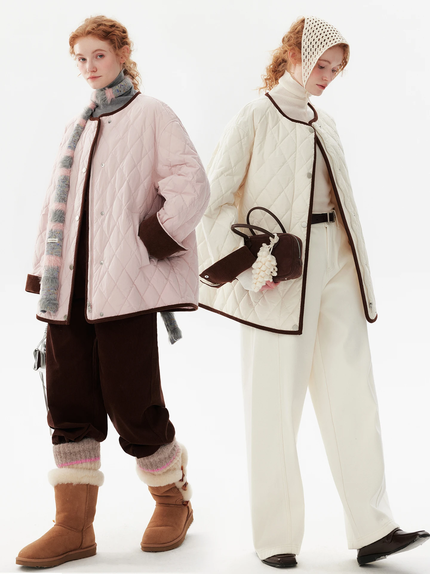 

Lightweight Corduroy Patchwork down Jaet 90% Du down Svel plus Casual Sle Women's Faion Winter Coat