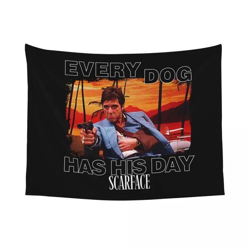 Scarface Tony Montana Big Guns Tapestry Wall Hanging for Dorm Customized Hippie Pacino Gangster Movie Tapestries Room Decor