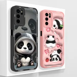 For Oppo A16 A16S A16K A16E Phone Case Cute Panda Soft Liquid Silicone Shell Upgrade Camera Protection Fashion Back Cover Coque