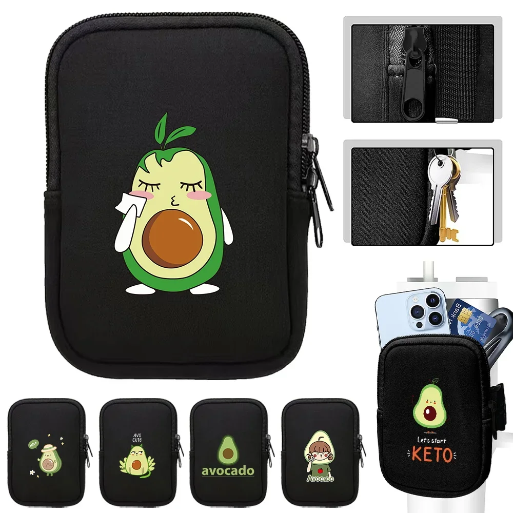 Water Bottle Pouch Avocado Series for Stanley Quencher 40oz Stanley IceFlow 20/30oz,tumbler Pouch with Pocket, for Cards, Keys