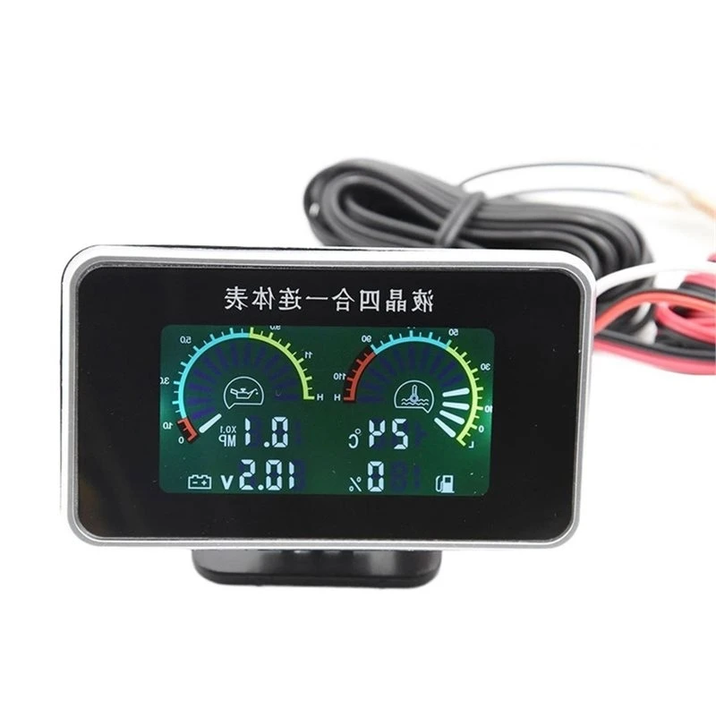 NEW HOT in Stock-Digital Oil Pressure Voltage Water Temperature Fuel Gauge 4In1 For Car LCD Meter Universal Instrument 9-36V