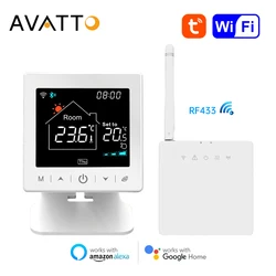 AVATTO Tuya WiFi Smart Thermostat RF Wireless Temperature Controller for Gas Boiler Heating/Actuator Works for Alexa Google Home