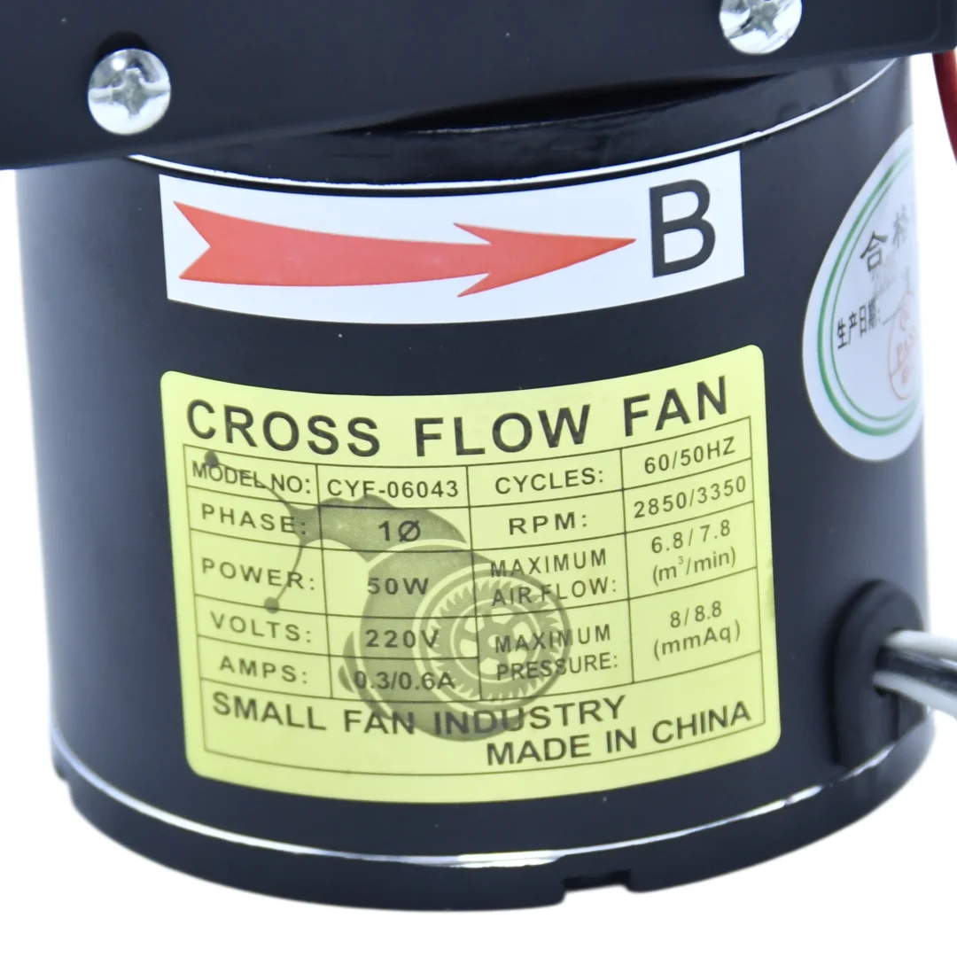 220V AC Cross‑Flow Tangential Fan, Low‑Noise Industrial Blower with Aluminum Impeller for Air Curtain Oven Equipment Cooling