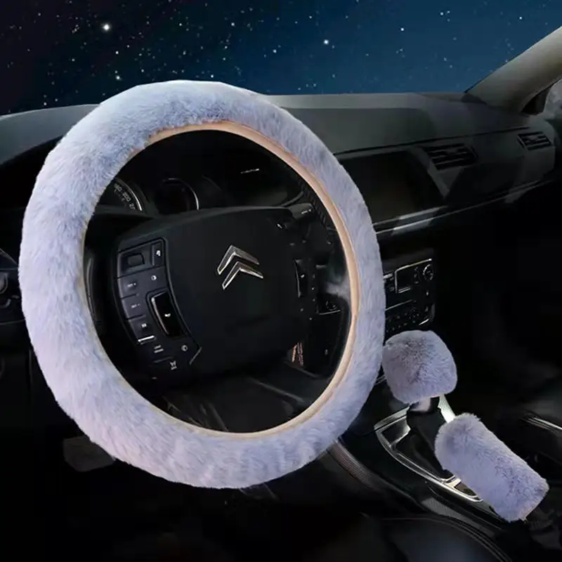 Winter Auto Lenkung Hülse Plüsch Elastische Lenkrad Zubehör Elastische Griff Hülse Getriebe Hülse Handbremse Hülse 3 stück Set