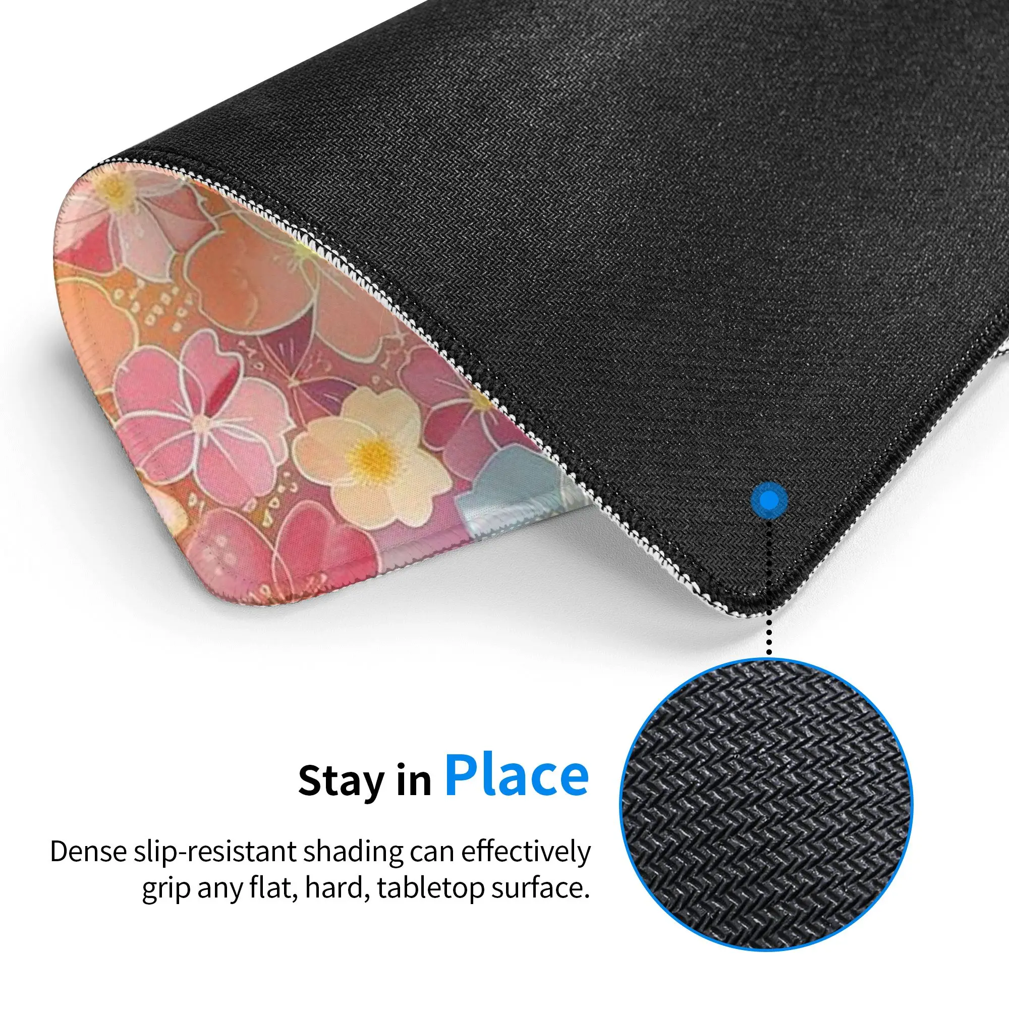 Spring Colour Flowers Pattern Mouse Pad Computer Keyboard Mouse Mat Gaming PC Laptop Desk Mat Office Accessories Table Mats