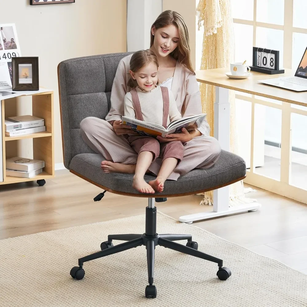 

FSC-Certified Wood Swivel Chair – Criss Cross Legs with Mid-Back Support & Smooth Wheels