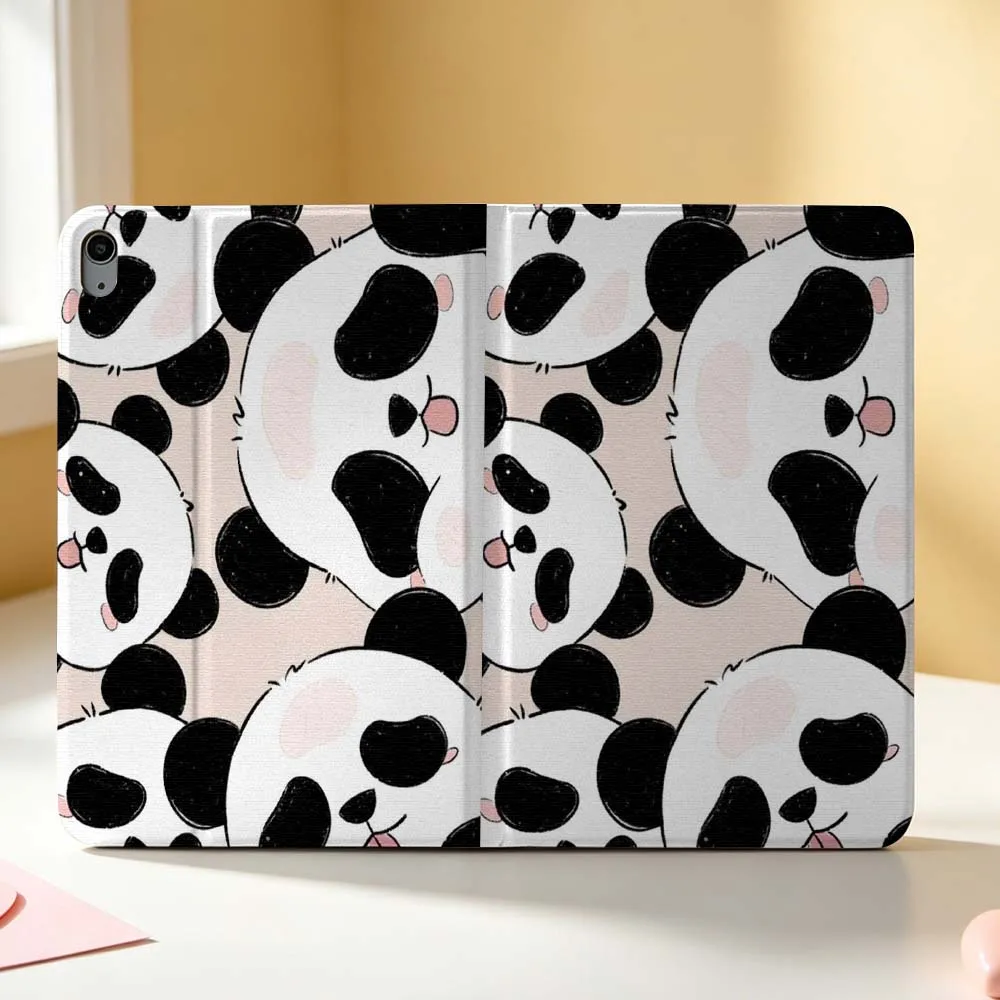 Cartoon Panda Head Pattern For Apple iPad Pro Mini A16 A17 A14 4 5 6 7 6th 7th Gen 9.7 12.9 11 13 M4 inch Tablet Case Soft