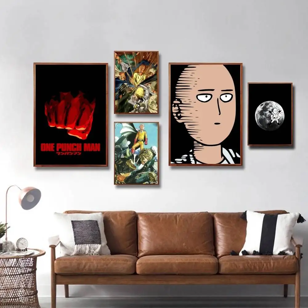 Cartoon Anime Funny O-One-P-Punch Man Manga Posters HD Print Vintage Wall Art Decor for Home Study Room - view 2
