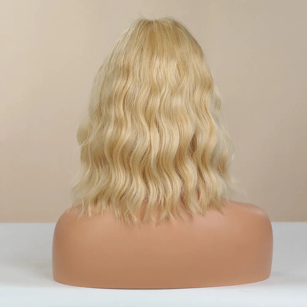 Long Light Blonde Wavy Curly Synthetic Wigs For Women Cosplay Party Daily Hair