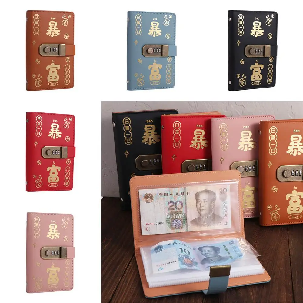 

50Sheets Saving Money Binder Portable PU Leather Planner Organizer Savings Handbook Refillable Account Book 50 Sheets