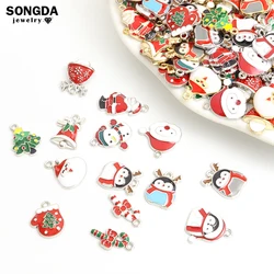 10pcs Mix Christmas series Enamel Charms Lovely Cartoon Christmas Tree Santa Claus Snowman Penguin DIY Jewelry Xmas Gift Pendant