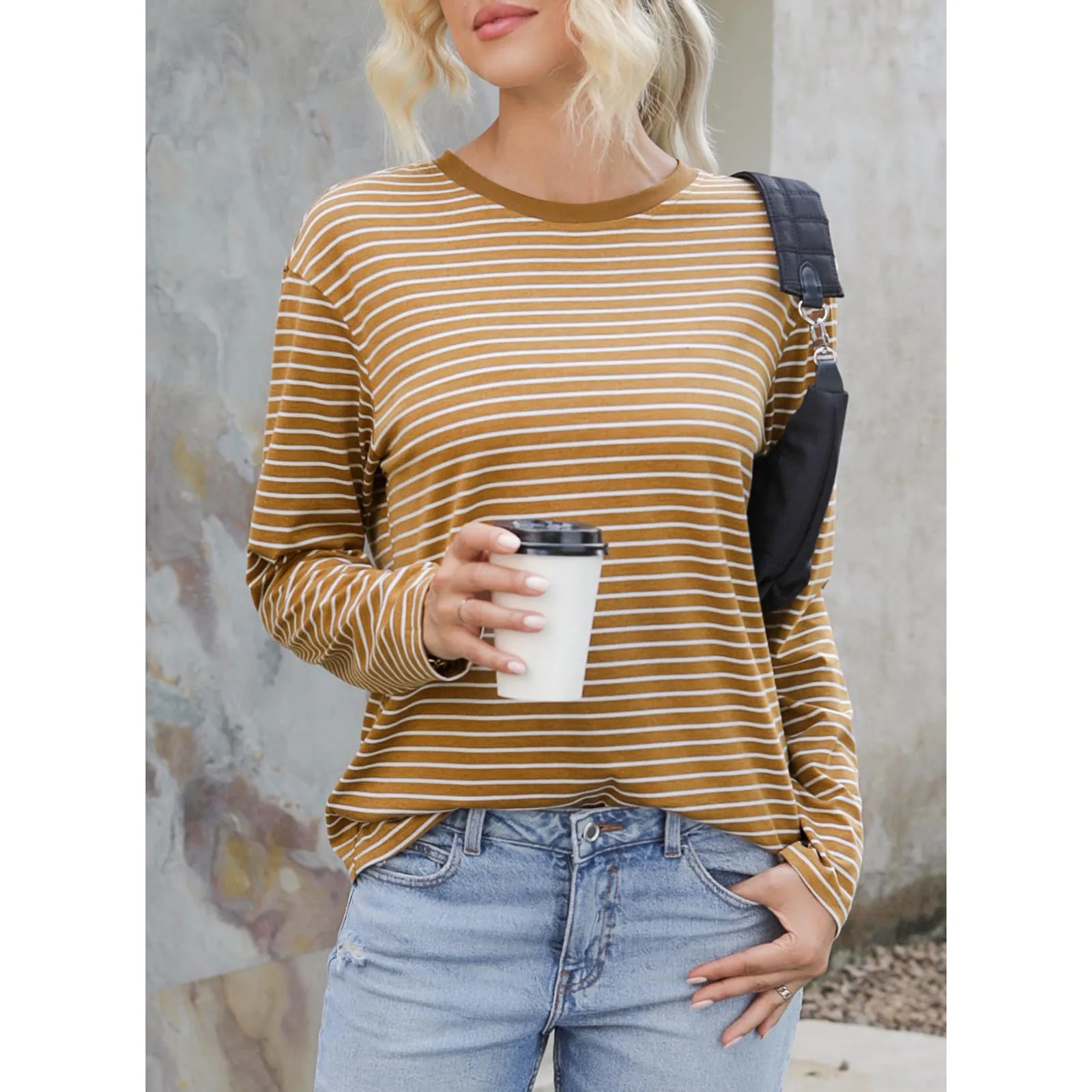 Classic Korean Style Loose Striped Color Blocking Pullover Top For Girls Fashion Streetwear Daily Date Loose Long Sleeve Shirt