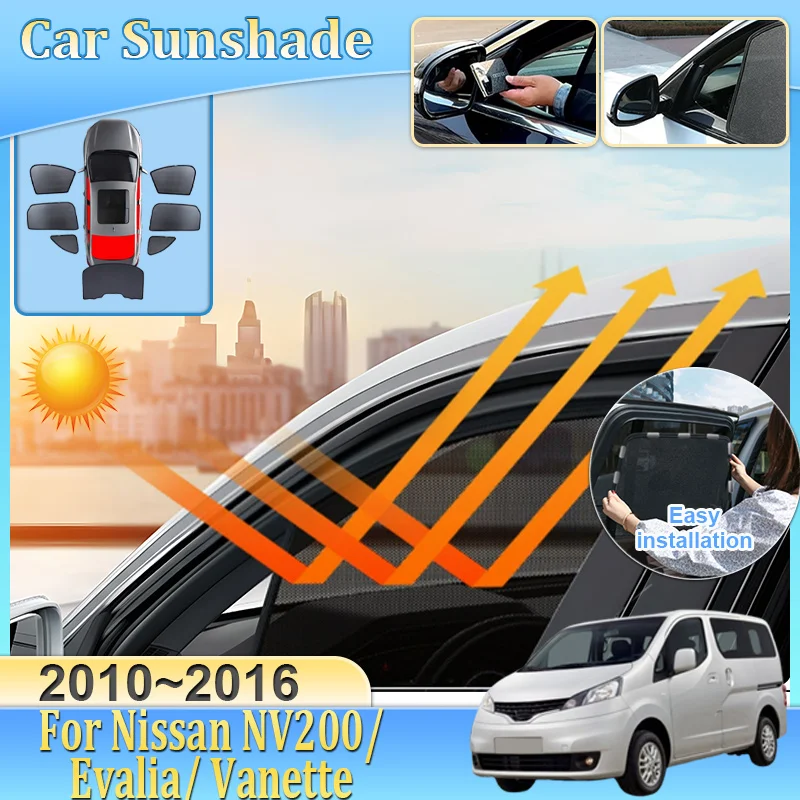 Car Mesh Sunshades For Nissan NV200 Evalia Vanette 2010-2016 Visor Mesh Heat Insulation Windshield Frame Curtain Car Accessories