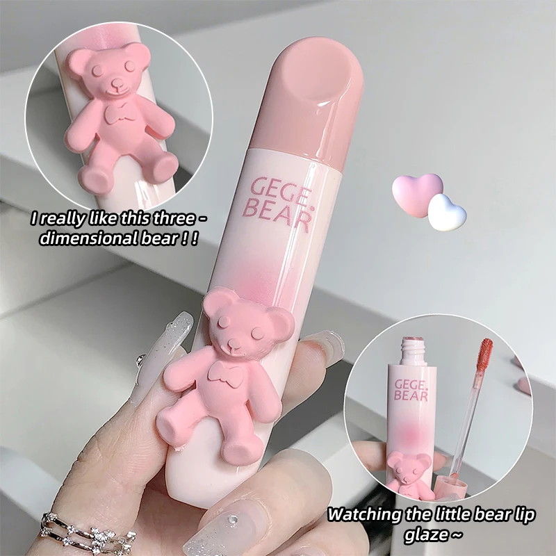 Gegebear Matte Velvet Lip Gloss Lipstick with Long-lasting Color, Lip Cream and Lip Mud Gift
