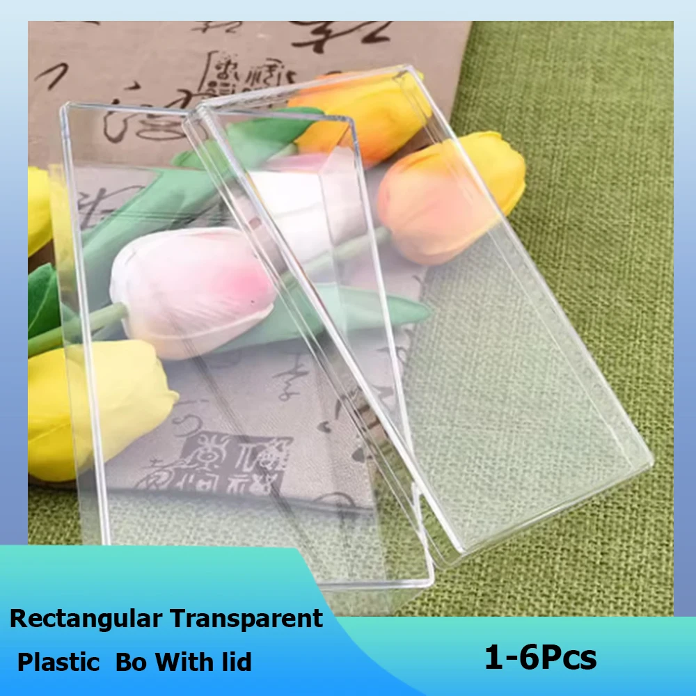 1-6Pcs Transparent Plastic Box Rectangular With Lid Small Display Box Storage and Organizing Box Specimen Collection Packaging