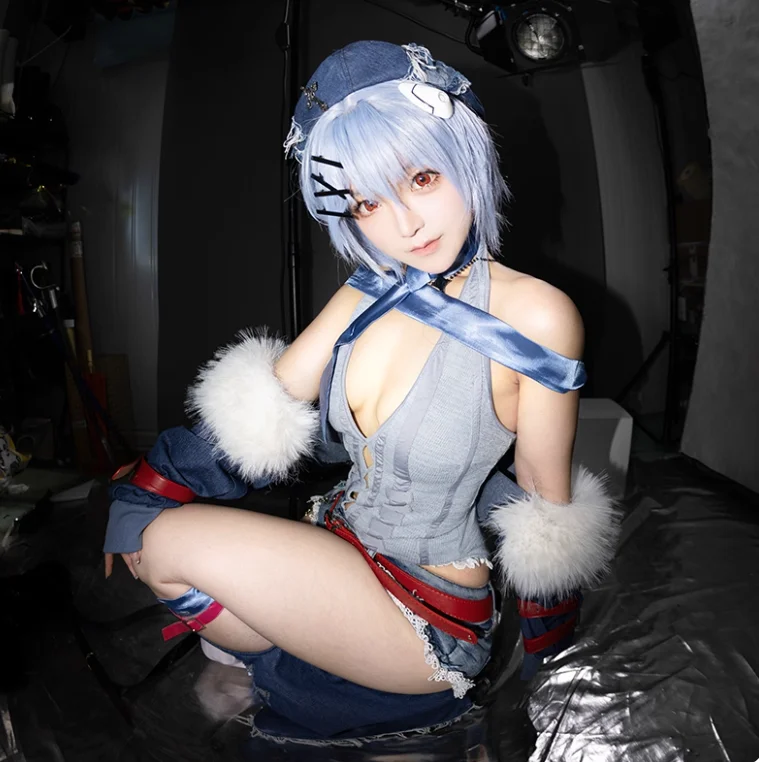 

New Ayanami Rei Anime EVA Cosplay Costume Women casual coat hat jeans belt accessories prop set Halloween party uniform S-XL
