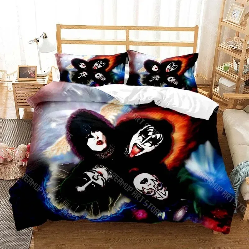 3D Printed Kiss Band Rock Bedding Set for Boys Girls Duvet Cover And Pillowcase Twin Queen King Full Single Double Sizes