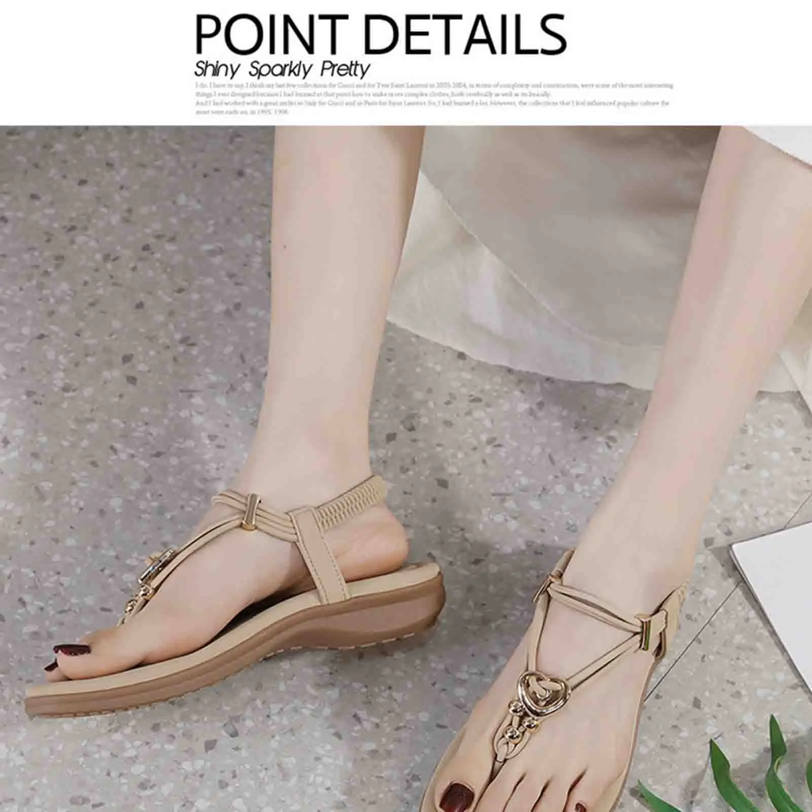 Round Toe Flip Flops Seasides Vacation Comfortable Breathable Shoes For Pool Beach