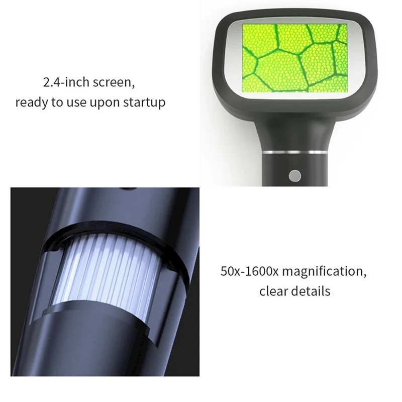 Upgrade 2.4 Inch Digital Microscope 1600X Magnification Coin Microscope With 8 Leds Soldering Microscope For Repair