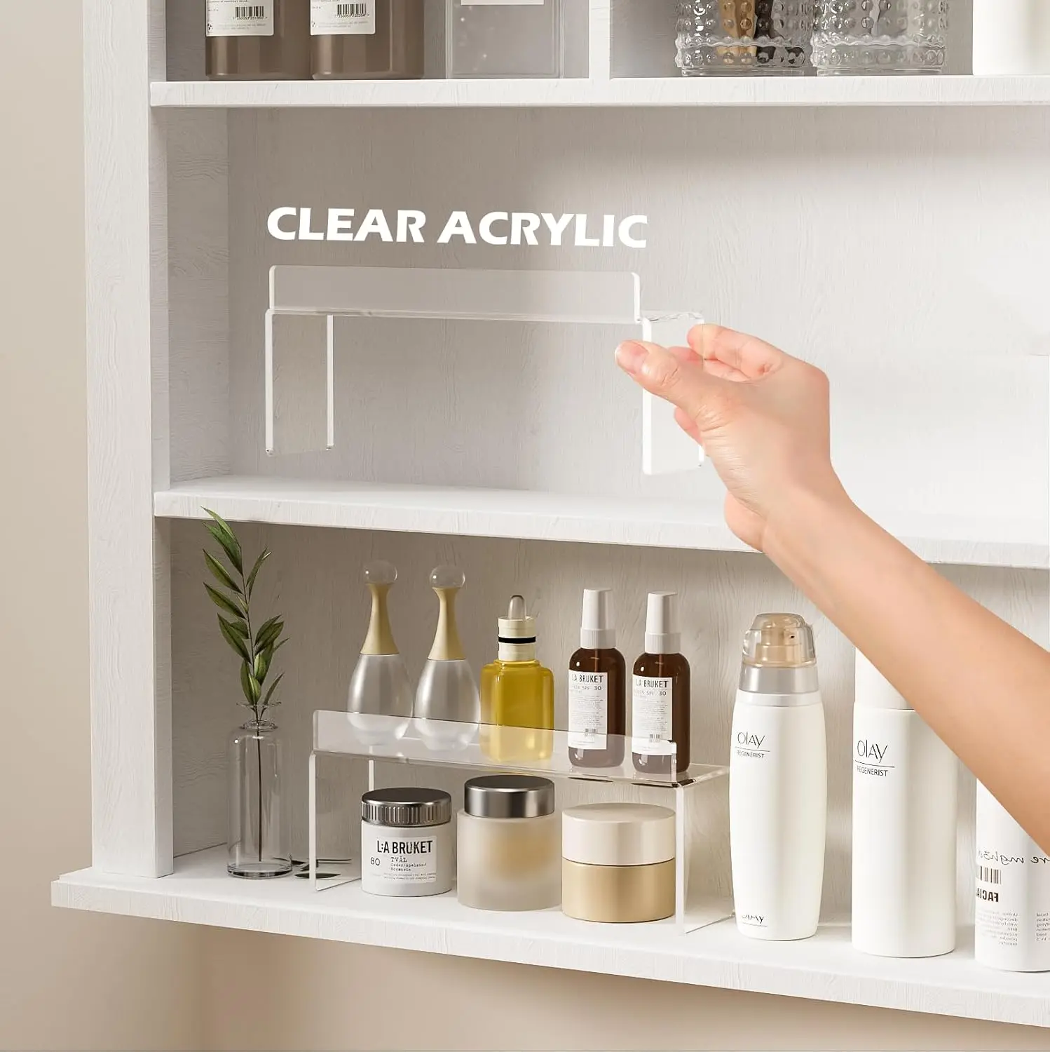 Cabinet Organizer, Medicine Storage Organizer, Acrylic Makeup Organizer Tray, Clear Bathroom Shelf for Cabinet, Sink, Vanity, Co